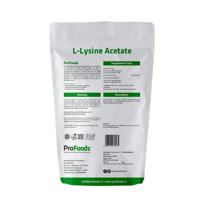 ProFoods L-Lysine Acetate Powder (125gm)