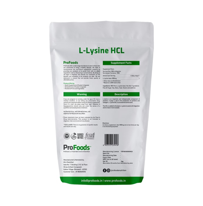 ProFoods L-Lysine HCL Powder (125gm)