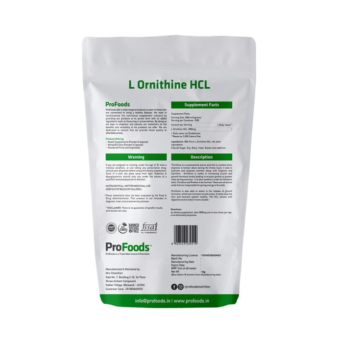 ProFoods L-Ornithine HCL Powder (125gm)