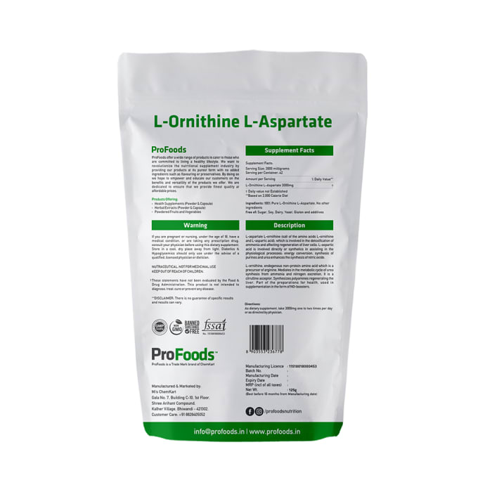 ProFoods L-Ornithine L-Aspartate Powder (125gm)