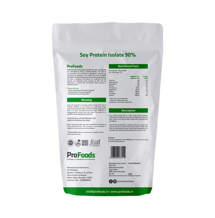 ProFoods Soy Protein Isolate 90% Powder (1kg)