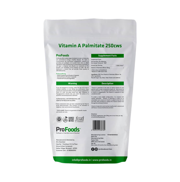 ProFoods Vitamin A Palmitate 250cws Powder (125gm)