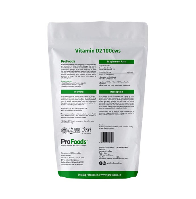 ProFoods Vitamin D2 100cws (125gm)