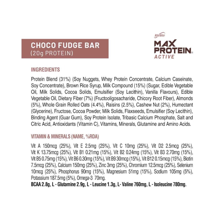 Ritebite max protein bar choco fudge