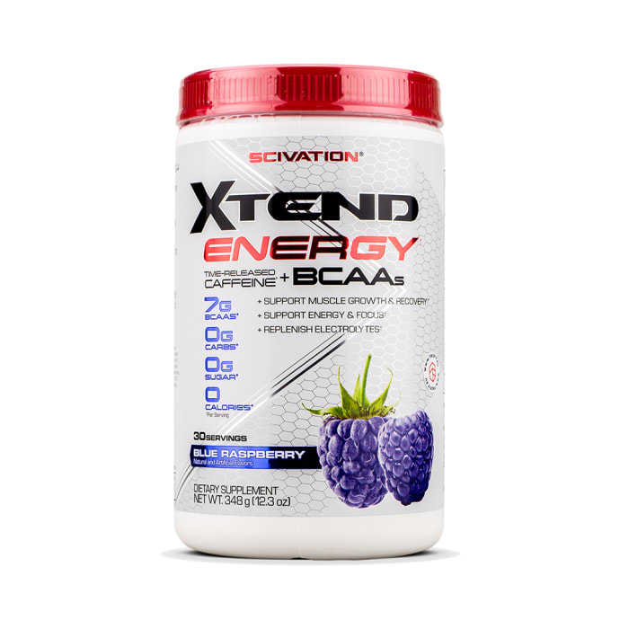 Scivation Xtend Energy Time-Released Caffeine+ BCAAs Powder Blue Raspberry (348gm)