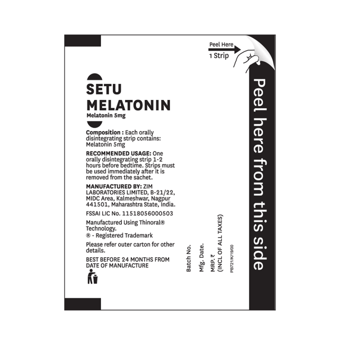 Setu Melatonin 5mg Orallly Mint Disintegrating Strip