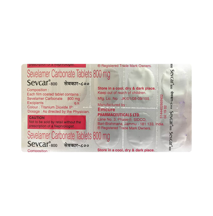 Sevcar 800mg Tablet (10'S)