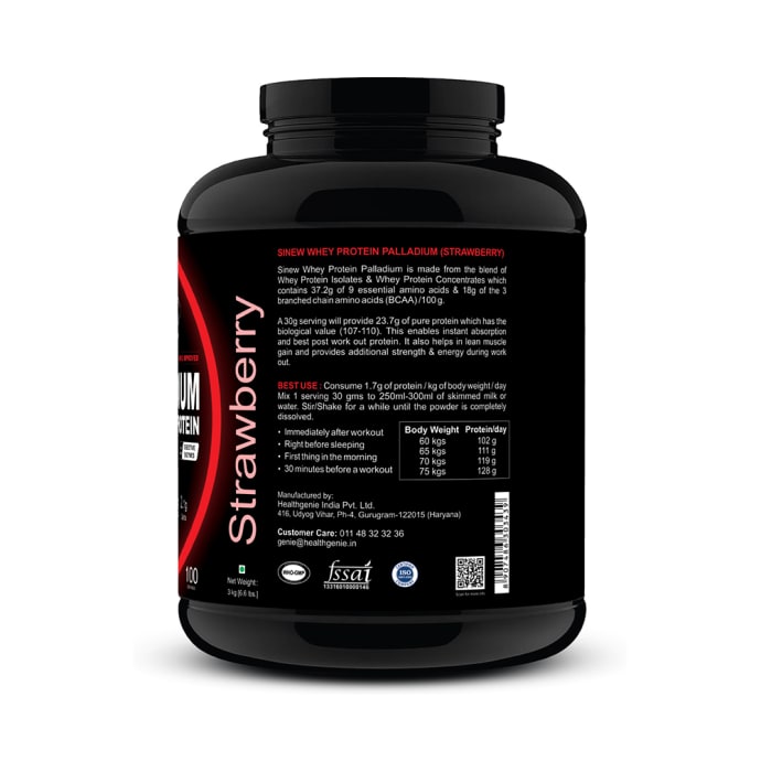 Sinew Nutrition Palladium 100% Whey Protein with Digestive Enzymes Strawberry (0.66lb)