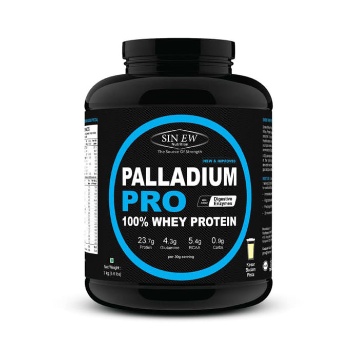 Sinew Nutrition Palladium Pro 100% Whey Protein with Digestive Enzymes Kesar Pista Badam (1kg)