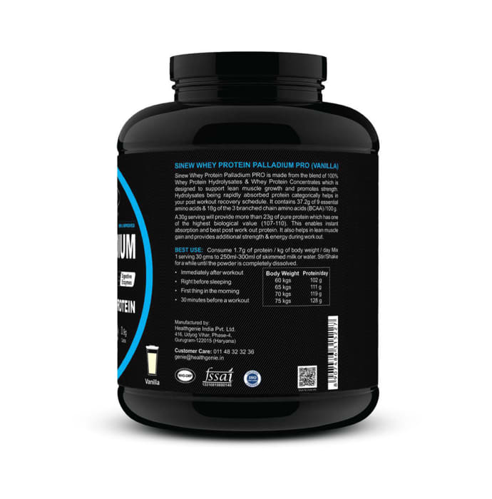 Sinew Nutrition Palladium Pro 100% Whey Protein with Digestive Enzymes Vanilla (1kg)