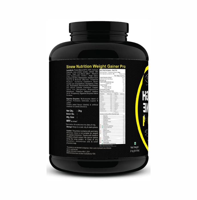 Sinew Nutrition Weight Gainer Pro with Digestive Enzymes Banana (1kg)