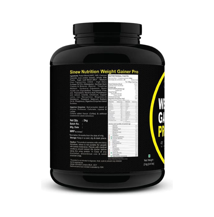 Sinew Nutrition Weight Gainer Pro with Digestive Enzymes Coffee (1kg)