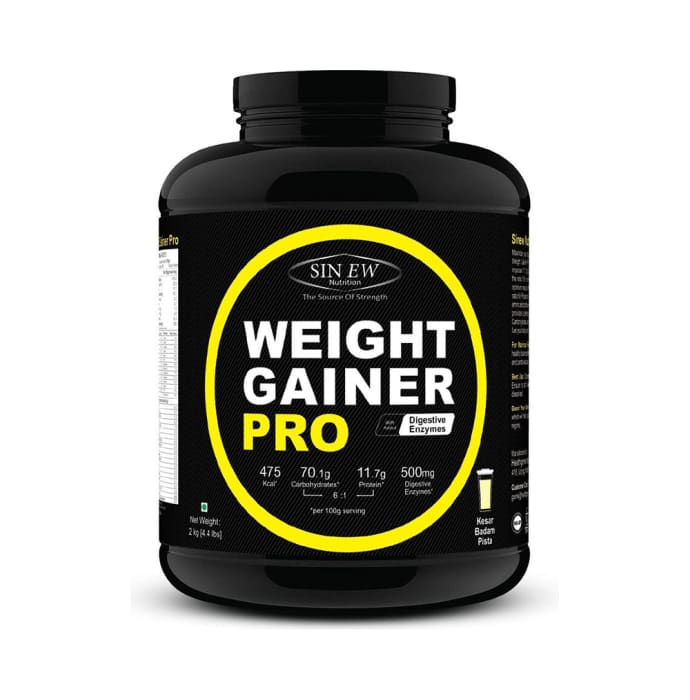 Sinew Nutrition Weight Gainer Pro with Digestive Enzymes Kesar Pista Badam (1kg)