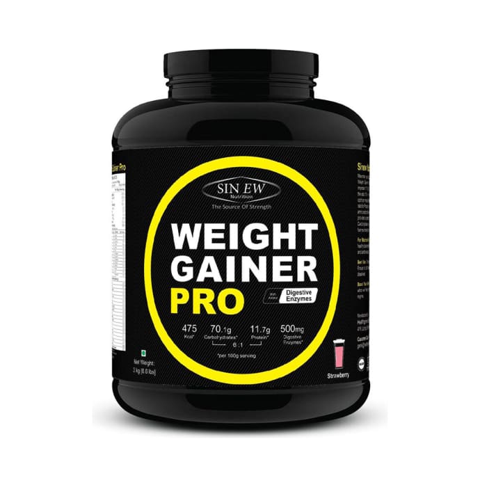 Sinew Nutrition Weight Gainer Pro with Digestive Enzymes Strawberry (1kg)