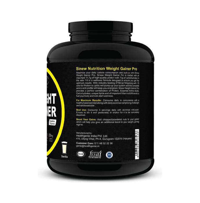 Sinew Nutrition Weight Gainer Pro with Digestive Enzymes Vanilla (1kg)