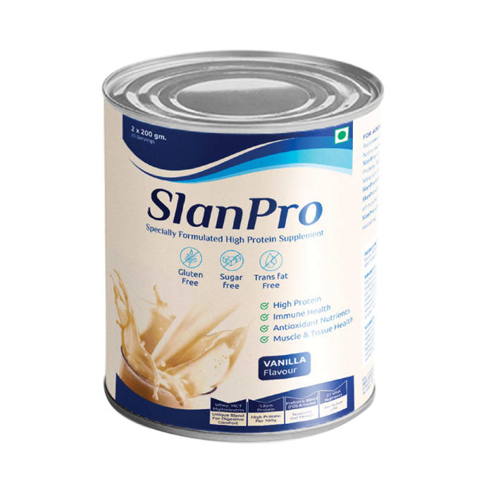 Slanpro Protein Powder Vanilla Sugar Free & Gluten Free (400gm)