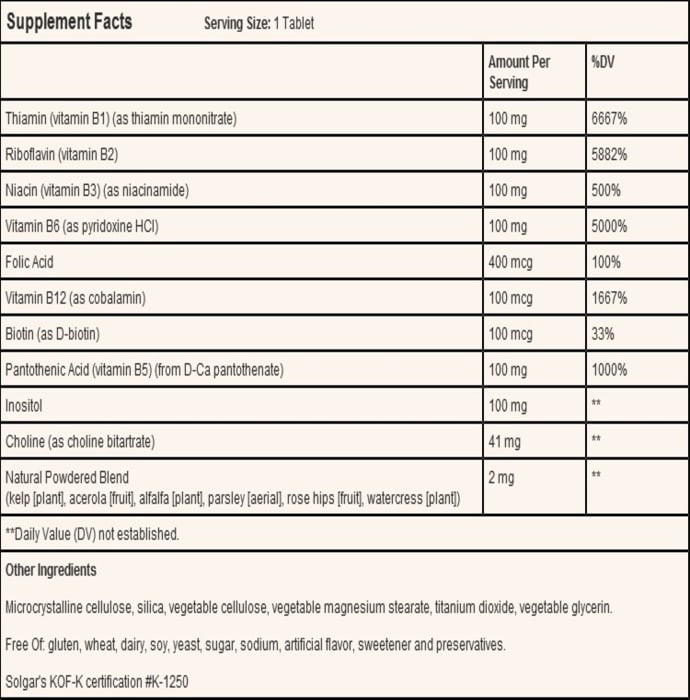 Solgar b-complex 100 tablet (100'S)