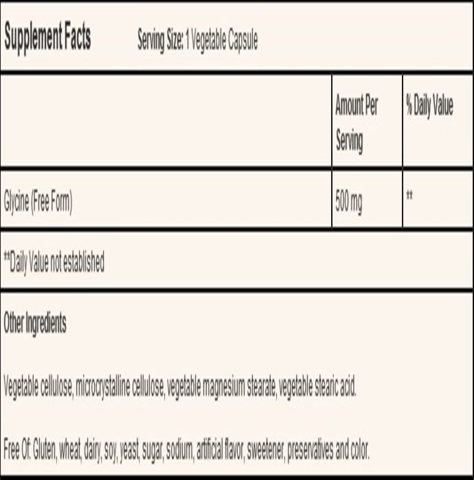 Solgar glycine 500mg vegetable capsule (100'S)