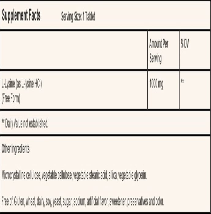 Solgar l-lysine 1000mg tablet (100'S)