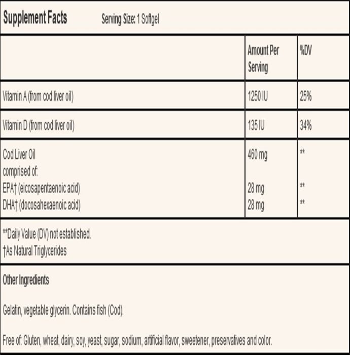 Solgar Norwegian Cod Liver Oil Softgels (250'S)