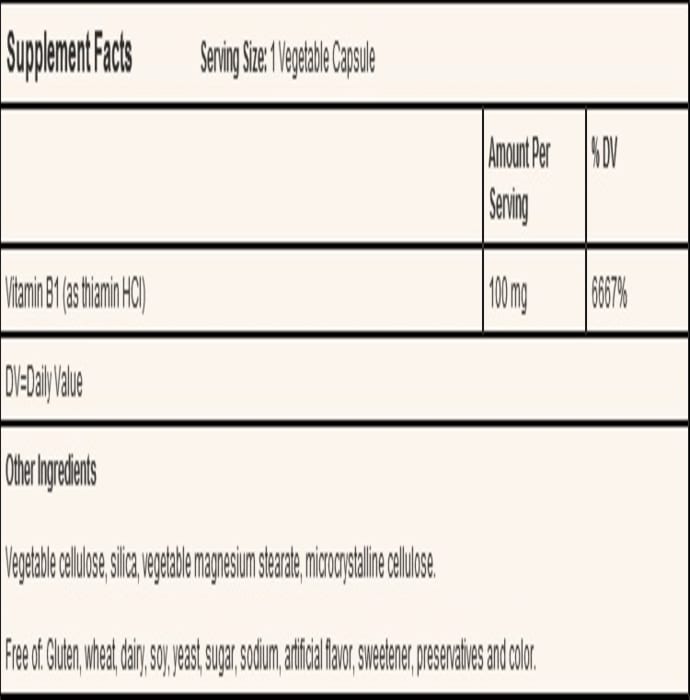Solgar vitamin b1 100mg vegetable capsule (100'S)
