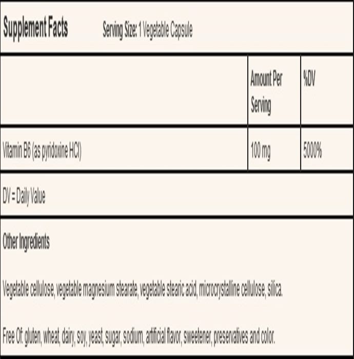 Solgar vitamin b6 100mg vegetable capsule (250'S)