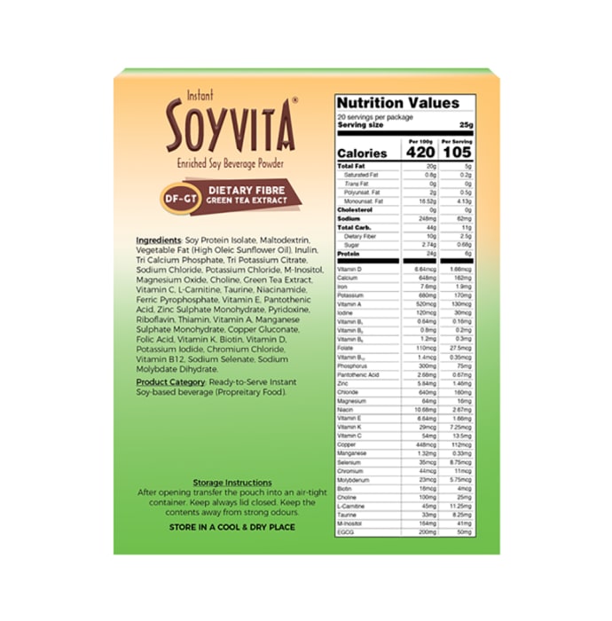 Soyvita Enriched Soy Beverage Powder Dietary Fiber Green Tea Extract (500gm)