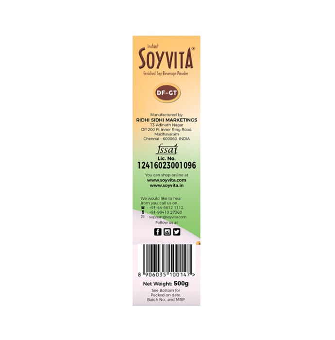 Soyvita Enriched Soy Beverage Powder Dietary Fiber Green Tea Extract (500gm)