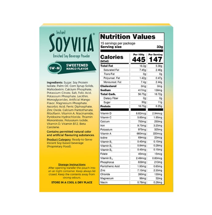 Soyvita Enriched Soy Beverage Powder Mango Sweetened (500gm)