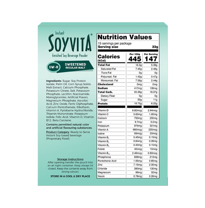 Soyvita Enriched Soy Beverage Powder Sweetened Regular Malt (500gm)