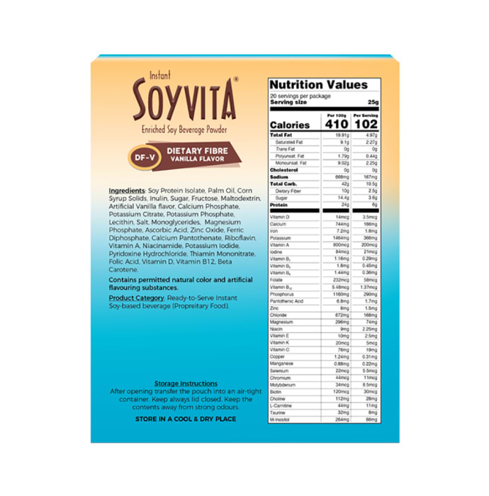 Soyvita Enriched Soy Beverage Powder Vanilla Dietary Fiber (500gm)