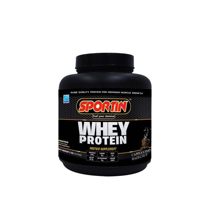 Sportin Whey Protein Powder Cappuccino Hazelnut (1kg)