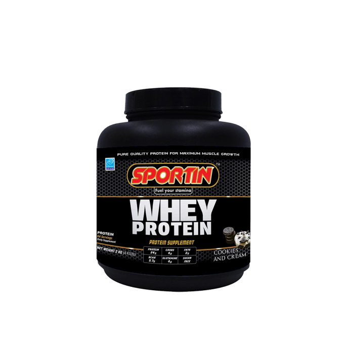 Sportin Whey Protein Powder Cookies & Cream (1kg)