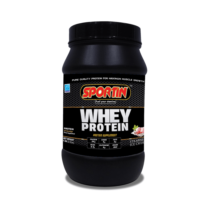 Sportin Whey Protein Powder Strawberry Ice-Cream (1kg)