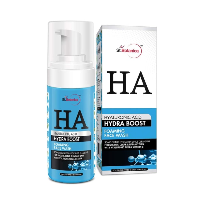 St.Botanica Hyaluronic Acid Hydration Combo (Hydra Boost Foaming Face Wash, Nutrient Face Mist 120ml Each and Face Gel 50gm) with Pouch