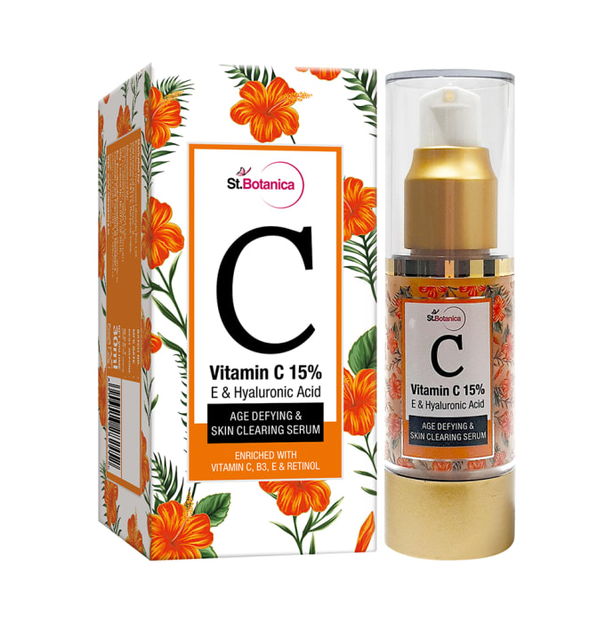 St.Botanica Vitamin C 15%, E & Hyaluronic Acid Age Defying & Skin Clearing Serum (30ml)