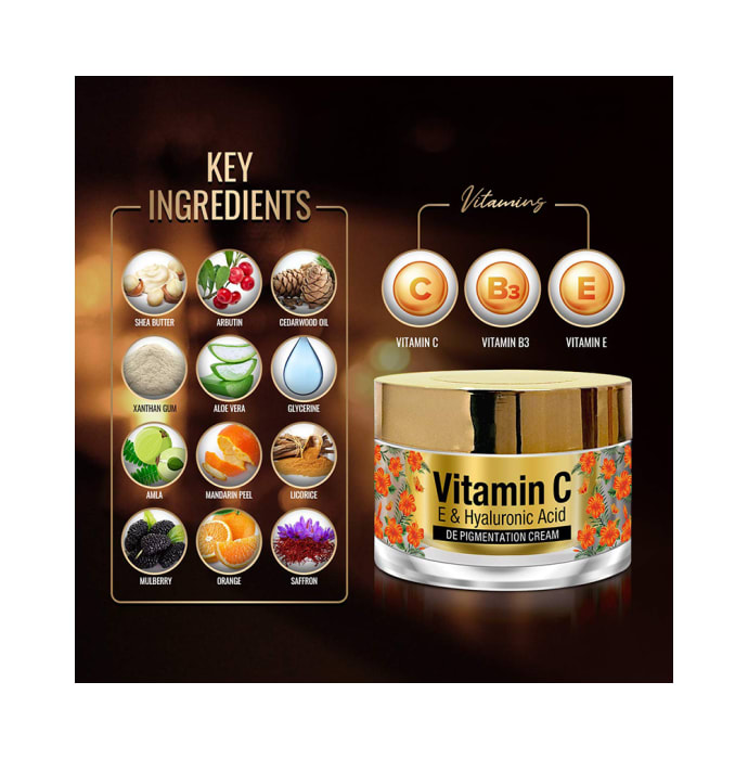 St.Botanica Vitamin C, E & Hyaluronic Acid De-Pigmentation Cream (50gm)