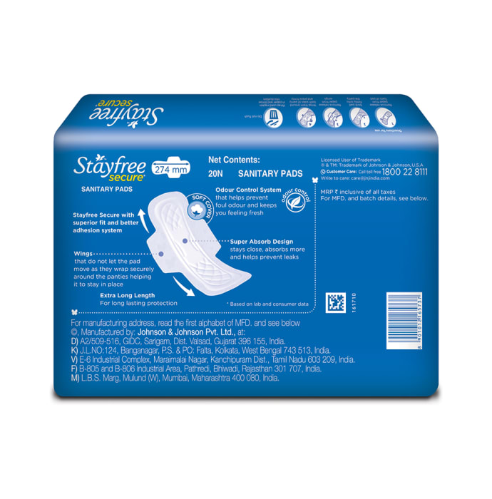 Stayfree secure cottony soft with wings - xl pads