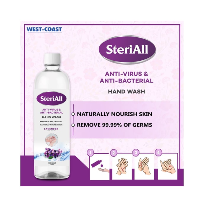 SteriAll Anti-Virus & Anti-Bacterial Hand Wash Lavender (1Ltr)