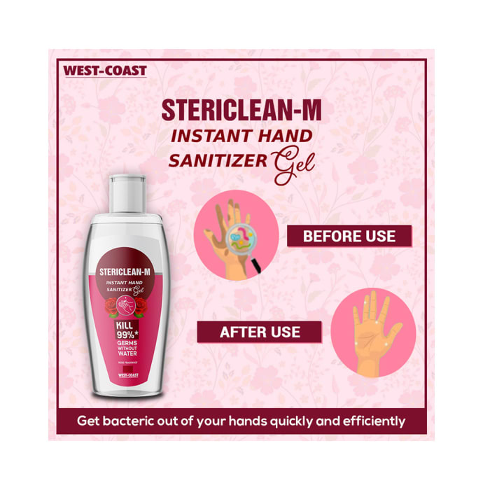 Stericlean-M Instant Hand Sanitizer Gel (200ml Each) Rose Fragrance