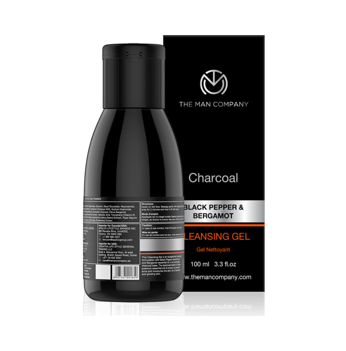 The Man Company Black Pepper & Bergamot Charcoal Cleansing Gel (100ml)