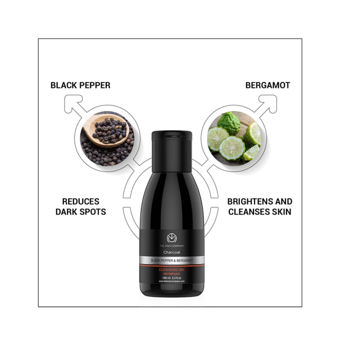 The Man Company Black Pepper & Bergamot Charcoal Cleansing Gel (100ml)