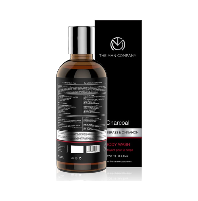 The Man Company Charcoal Lemongrass & Cinnamon Body Wash (250ml)