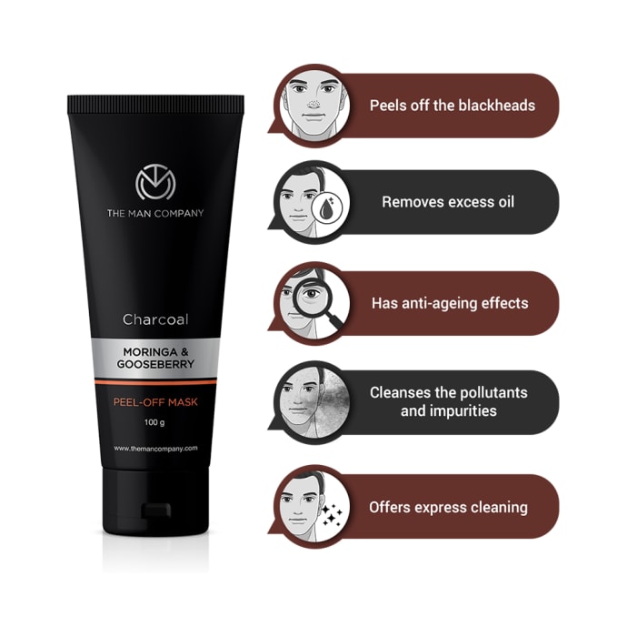 The Man Company Charcoal Peel Off Mask Moringa & Gooseberry (100gm)