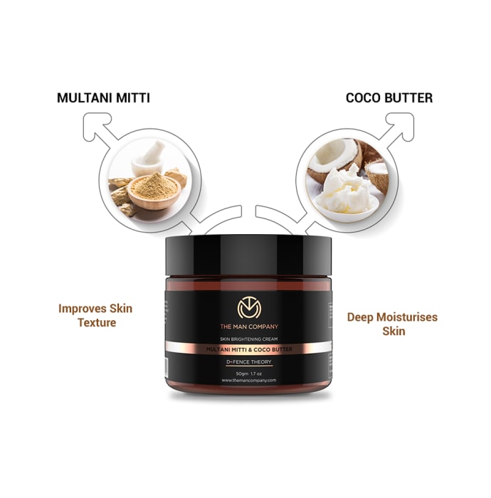 The Man Company Multani Mitti & Coco Butter Skin Brightening Cream (50gm)