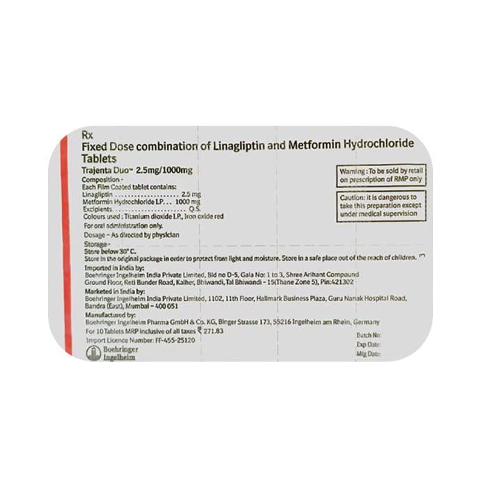 Trajenta Duo 2.5mg / 1000mg Tablet (10'S)