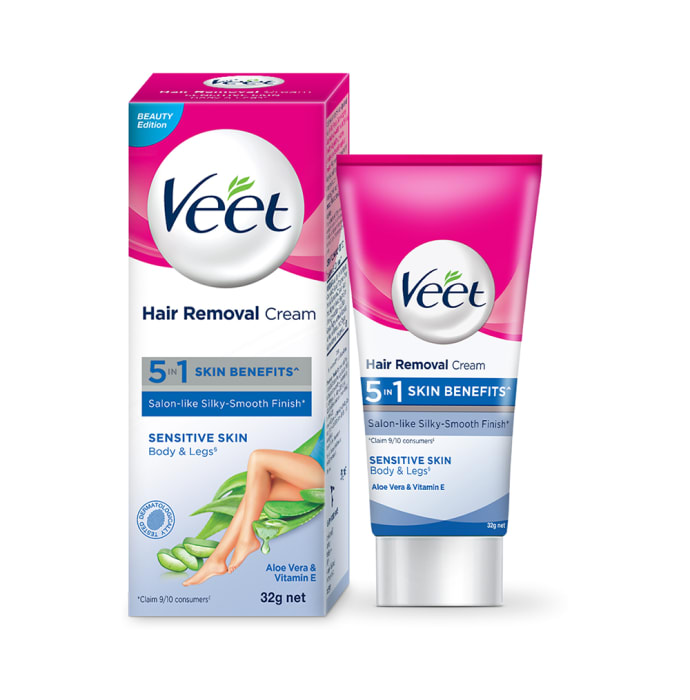 Veet 5 in 1 Skin Benefits Hair Removal Sensitive Skin Cream (100gm)