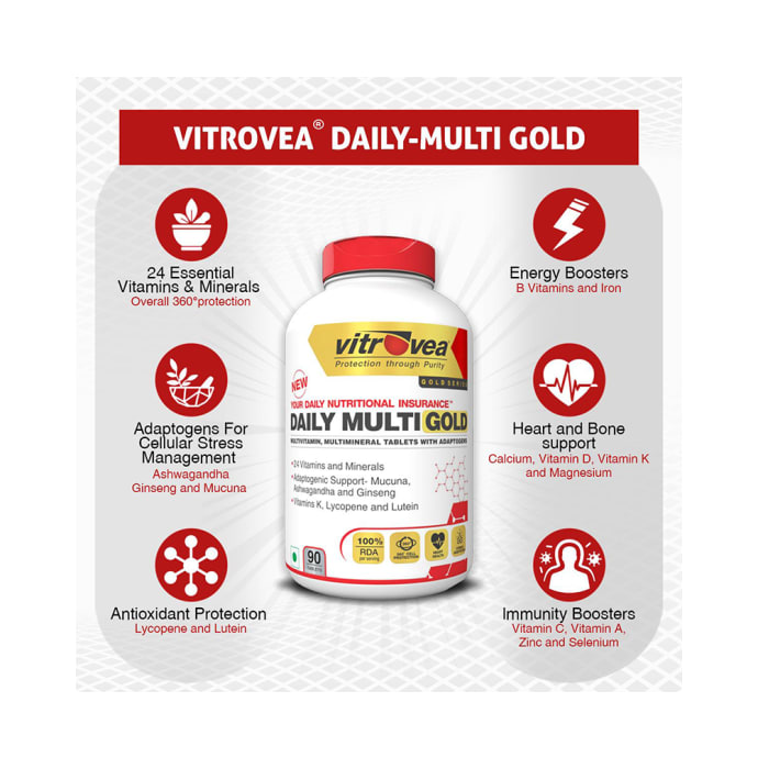 Vitrovea Daily Multi Gold Multivitamin, Multimineral Tablet with Adaptogens (90'S)