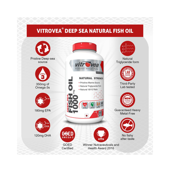 Vitrovea Natural Strength Fish Oil 1000mg Softgels (180'S)