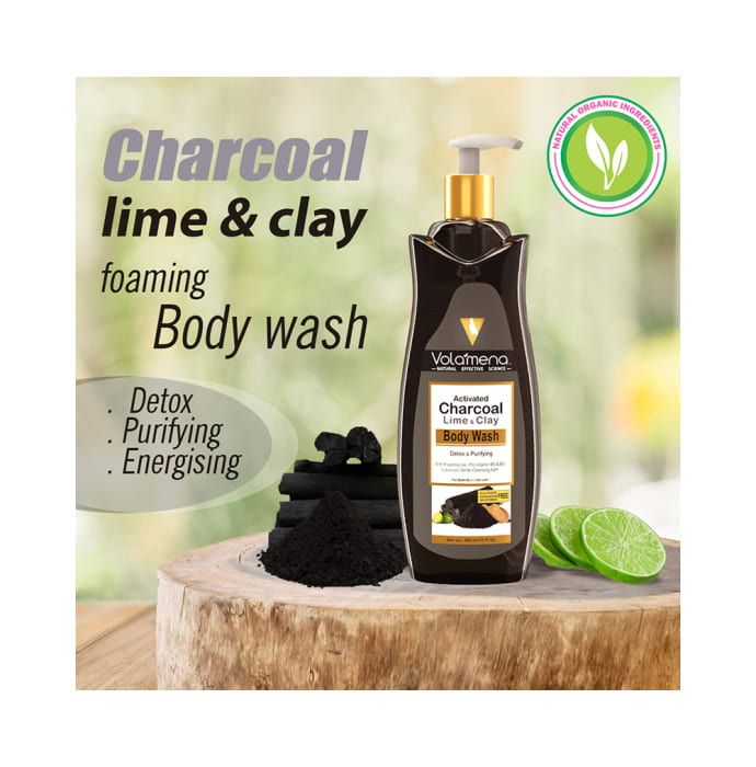 Volamena Activated Charcoal Lime & Clay Body Wash (300ml)